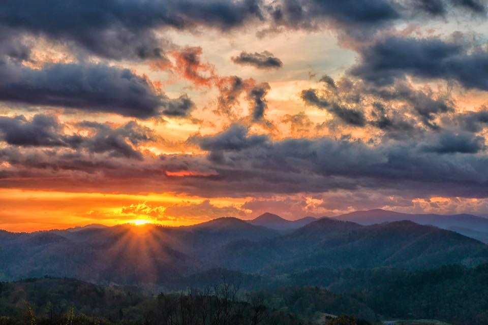 mountains with sun rising