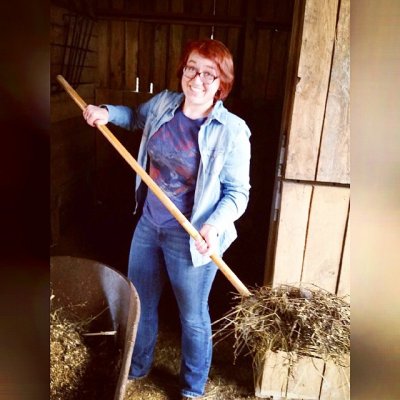 Sarah in horse stall