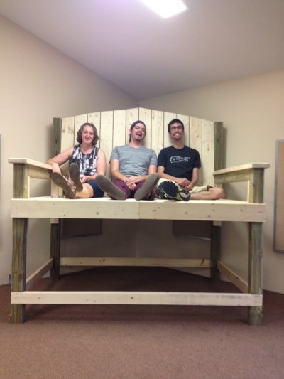 Tori, David, and Mark in chair