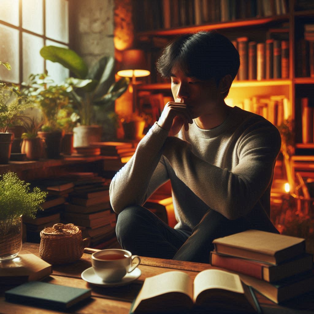 person sitting quietly in room meditating on Jesus