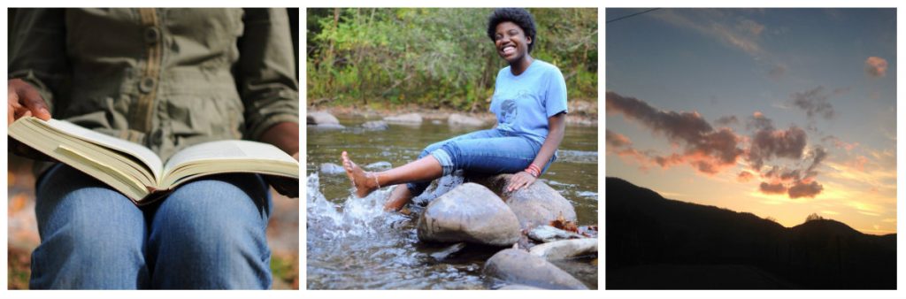 girl splashing water in a river